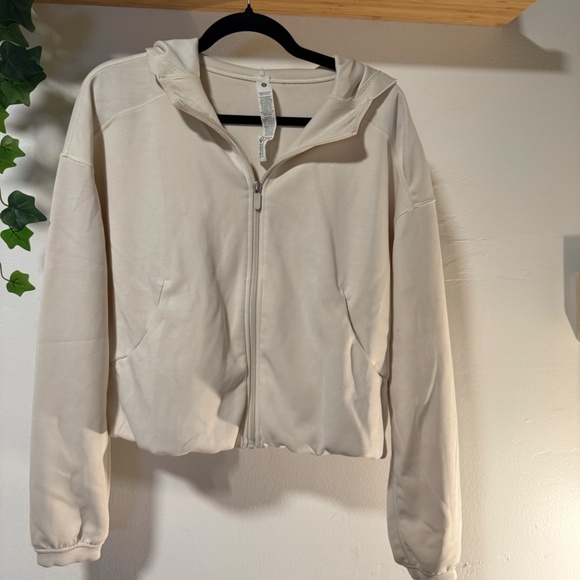 Lululemon Cropped Zip-Up Hoodie Jacket – Cream – Size 8 - Picture 2 of 5